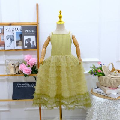 dress girls tassel gown moss cream - dress anak perempuan